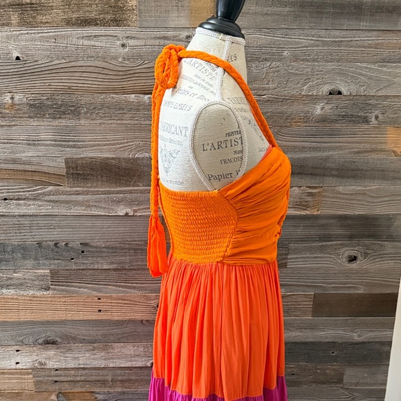 farm RIO Macaw Scarf Cut Out Maxi Dress in Color Block Multi Size Small NWT - Picture 7 of 14